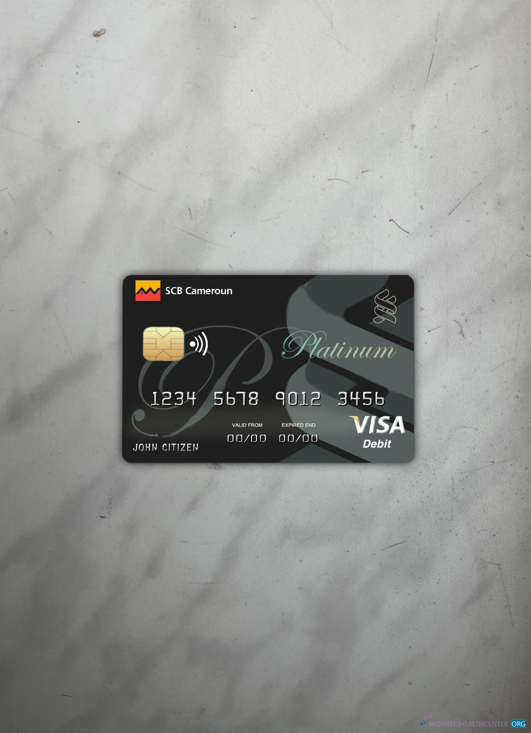 Download Cameroon SCB bank visa card photolook front Photoshop template